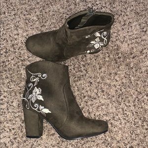 Olive green booties